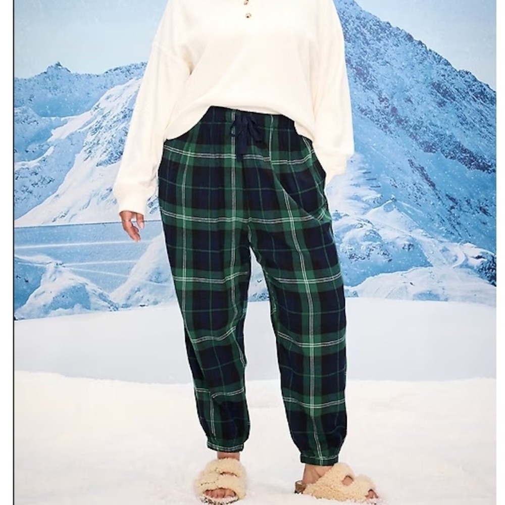 Old Navy Green Navy Blue Plaid Flannel Pajama Pants Jogger 2X PJ Bottoms
